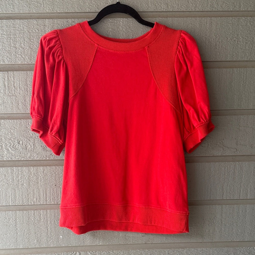 Vibrant Red Short Sleeve Women's Top